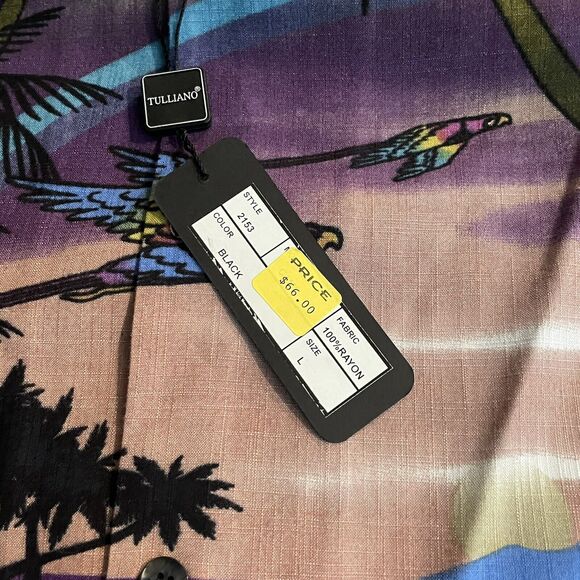 Tulliano Camp Shirt Tropical Woven Button Up Parrot Mens Large New - Picture 11 of 12